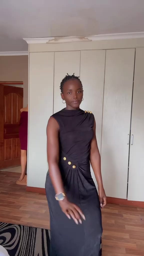 Black gold-button dress